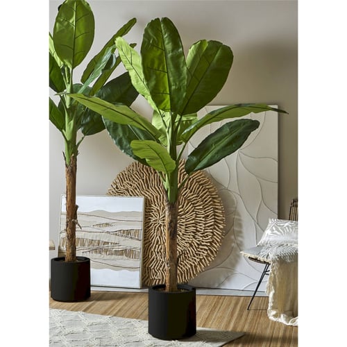 Bananier Artificiel 160 Cm Avec Pot – 10 Grandes Feuilles Tropicales Réalistes, Décoration Intérieur Extérieur Sans Entretien