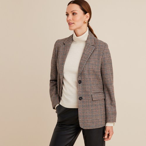 Recycled checked blazer checked Anne Weyburn La Redoute