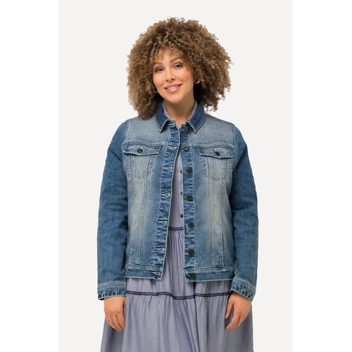Veste en jean rayures col chemise bleu jean Ulla Popken La Redoute