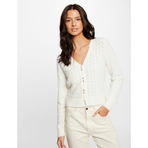 Cardigan En Maille Pour Femme Doux Court Over Blanc 74166