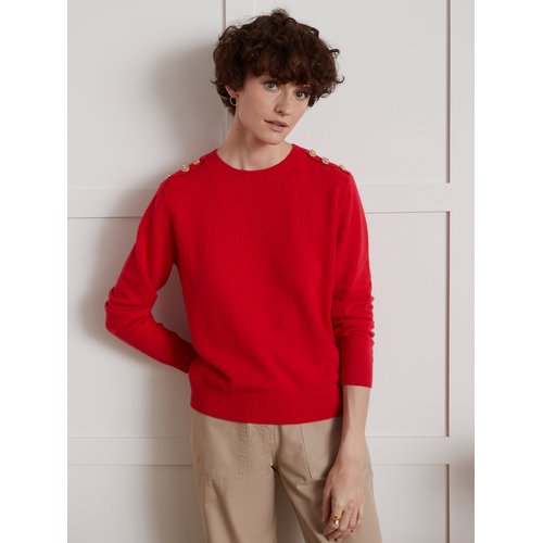 Pull col rond boutons dores Cachemire