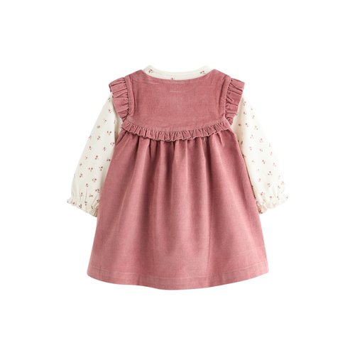Robe chasuble cotele et collants bebe rose creme Next La Redoute