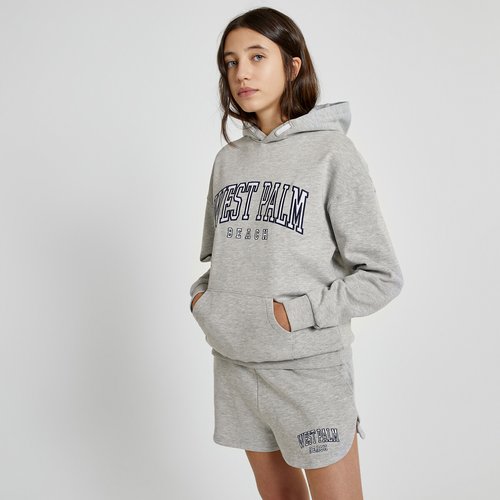 Conjunto de sudadera con capucha y short de felpa gris jaspeado La Redoute Collections La Redoute