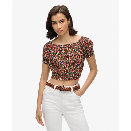 Haut Manches Courtes Smocké Hanna Andersson - Imprimé Floral Orange - 18-24 Mois