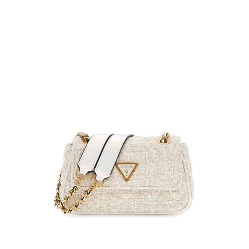 Guess mini sac a bandouliere giully tweed blanc Guess La Redoute