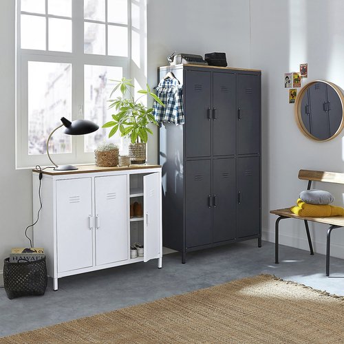 Hiba 6-door metal cubicle locker, charcoal grey, La Redoute