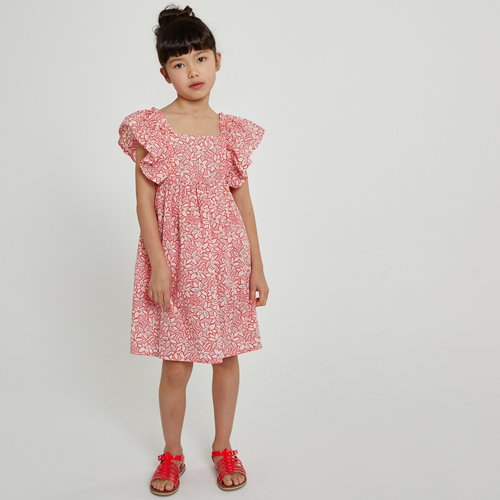 Robe fleurie en coton imprime rose La Redoute Collections La Redoute