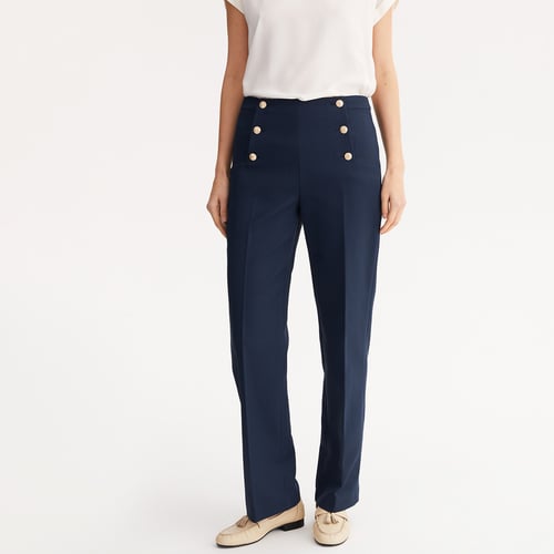 Pantalon Femme Anne Weyburn Taille 40 - Bleu Marine, Stretch, Coton, Occasion Très Bon État