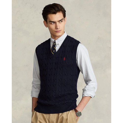 Pull sans manches en coton cable bleu marine Polo Ralph Lauren La Redoute