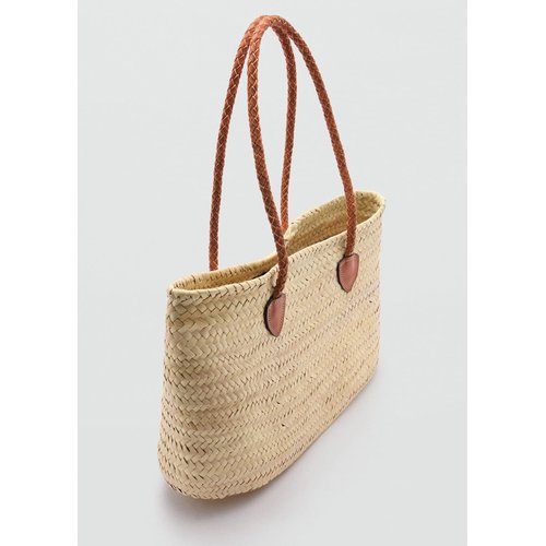 Sac fibre naturelle anses cuir beige Mango La Redoute