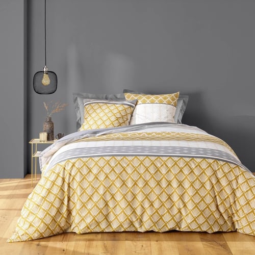 Atmosphera Dessus De Lit Tressé Jaune Moutarde 260x240 Cm + 2 Taies D'Oreiller - Couvre-Lit Doux Et Élégant