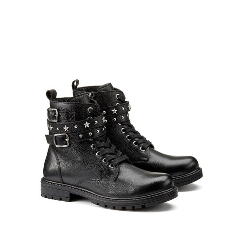 Bottines en cuir montantes a lacets esprit rock