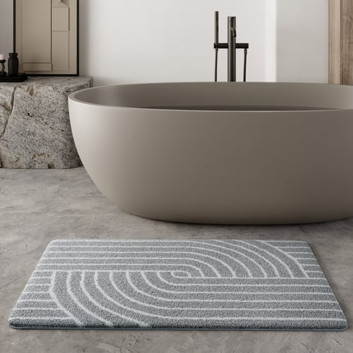 Tapis de bain - - Rectangle, Gris - Antidérapant - Ultra absorbant Tapis de bain - - Rectangle, Gris - Antidérapant - Ultra absorbant