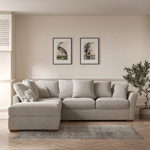 Florence scatterback soft brushed left facing corner sofa footstool with dar So home La Redoute