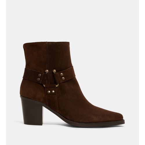 Bottines western a talons taylor en cuir lisse ou velours marron fonce Galeries Lafayette La Redoute