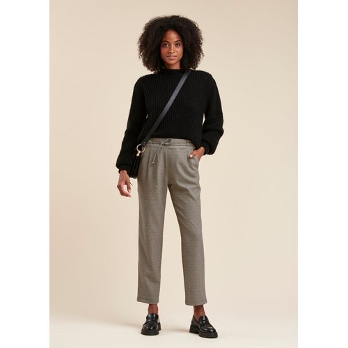 Pantalon carotte motif pied de puce noir beige La Fee Maraboutee La Redoute