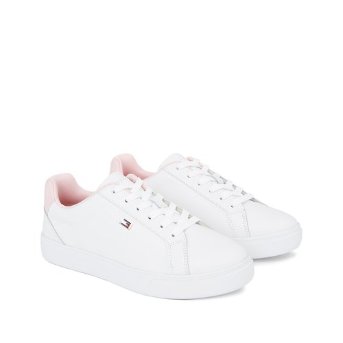 Tommy hilfiger flag detail leather trainer top