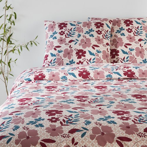 Beki floral 100 cotton bedding set with square pillowcases pink print So home La Redoute