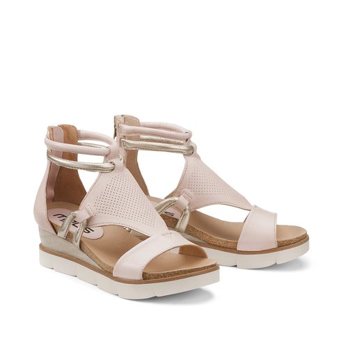 Leather wedge sandals beige Mjus La Redoute