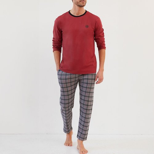Cotton crew neck pyjamas with long sleeves red printed Dodo La Redoute