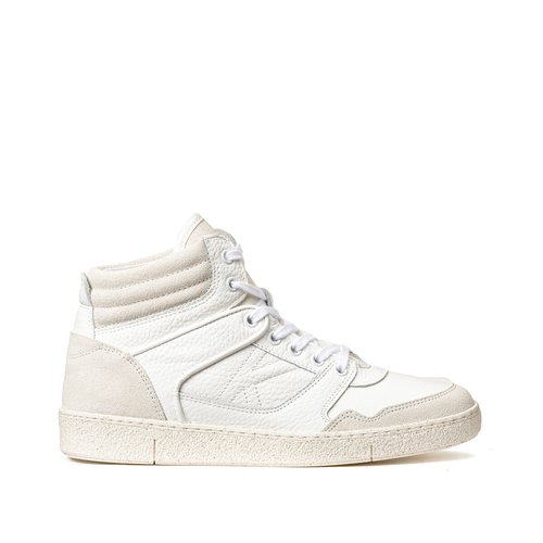 Baskets montantes a lacets en cuir blanc Ikks La Redoute