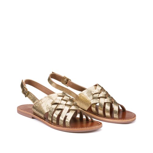 Sandales plates en cuir brides tressees