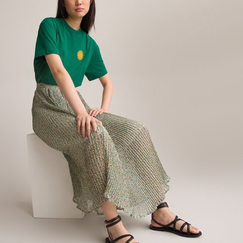 Jupe longue droite plissee imprime floral imprime fleurs La Redoute Collections La Redoute
