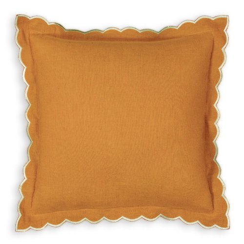 Antoinette linen cotton cushion cover caramel La Redoute Interieurs La Redoute