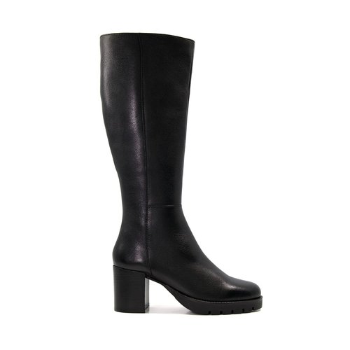 Bottes au genou en cuir a talon carre tidal noir cuir Dune London La Redoute