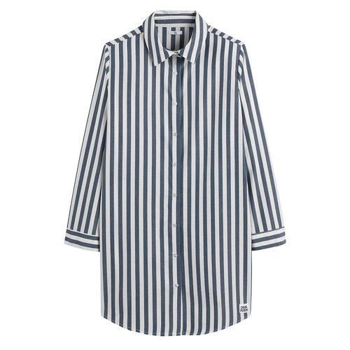 Les signatures striped cotton oversized nightshirt blue striped La Redoute Collections La Redoute