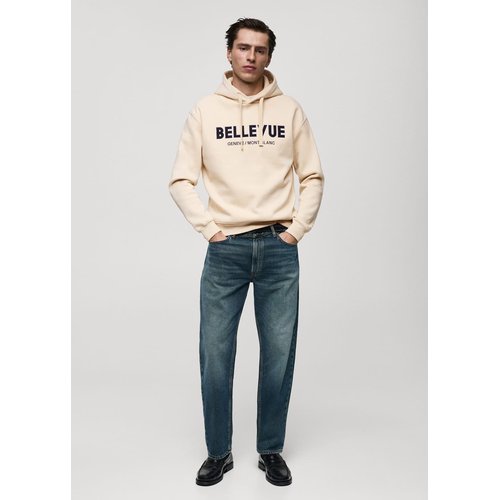 Sweat shirt coton imprime texte ecru Mango Man La Redoute