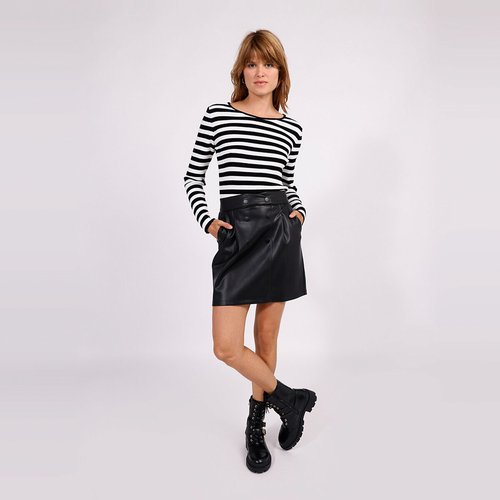 Black faux leather mini skirt zipper best sale