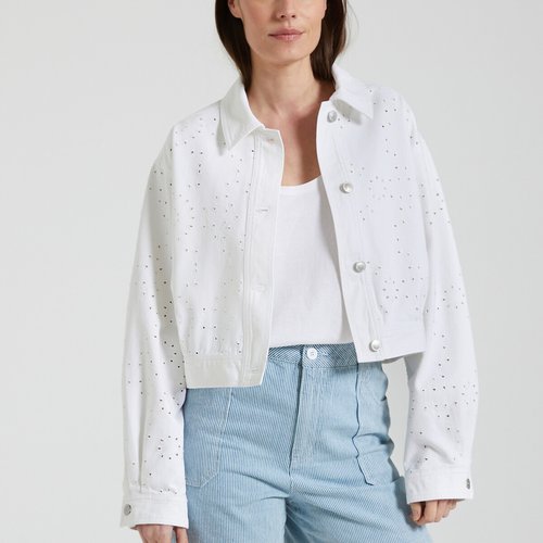 Veste courte en jean blanc Only La Redoute