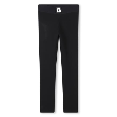Legging Femme DKNY Noir Avec Détails Cuir - Taille XP, Viscose Et Cuir, Neuf Avec étiquettes