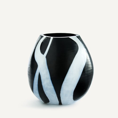 Whitefurze 33 cm rotondo vaso veneziano, in nero, set di 2