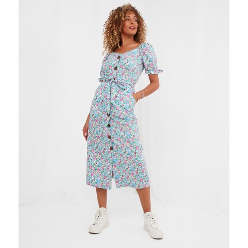 Printed cotton buttoned dress with square neck light blue Joe Browns La Redoute