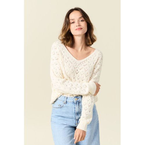 Pull manches longues ajoure creme Bonobo La Redoute