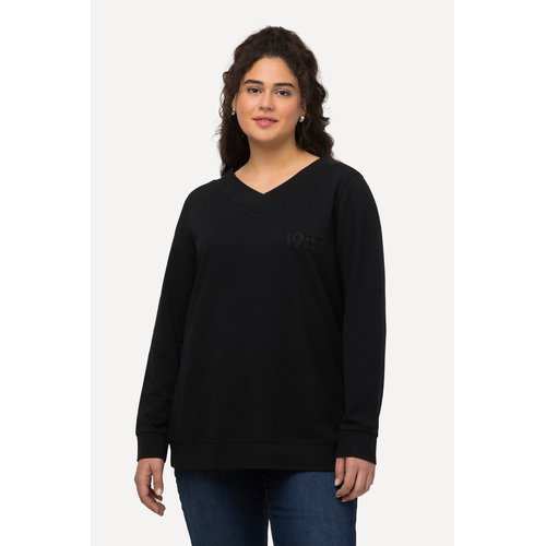Sweat shirt avec un double col en v et des noir Ulla Popken La Redoute
