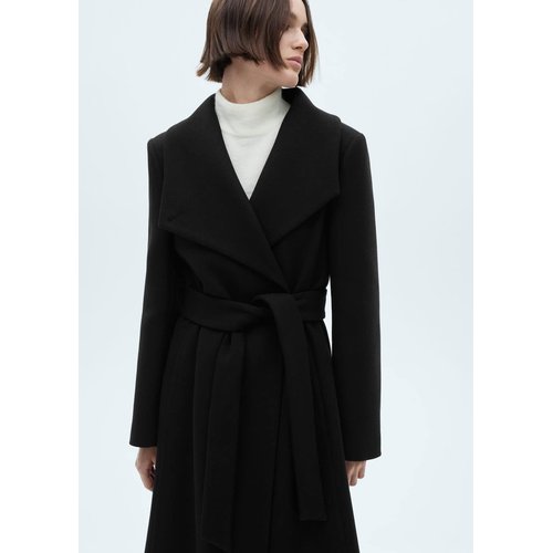 Manteau long en laine noir Mango La Redoute