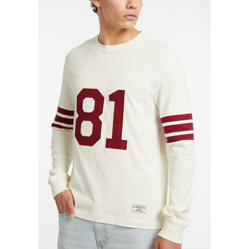 Guess jeans t shirt manches longues raye numero 81 creme Guess Jeans La Redoute