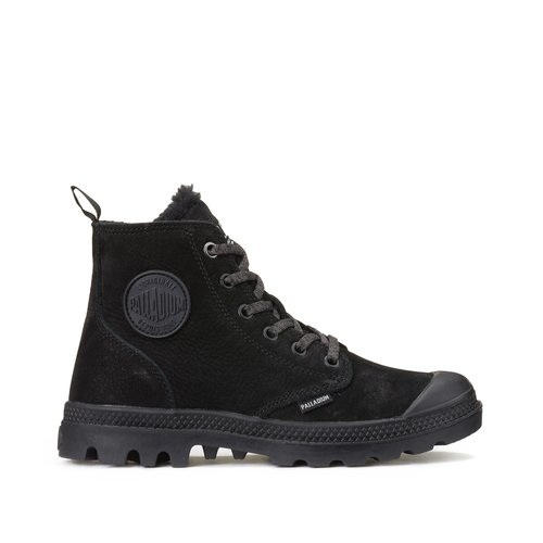 Pampa hi zip high top trainers in leather with faux fur lining Palladium La Redoute