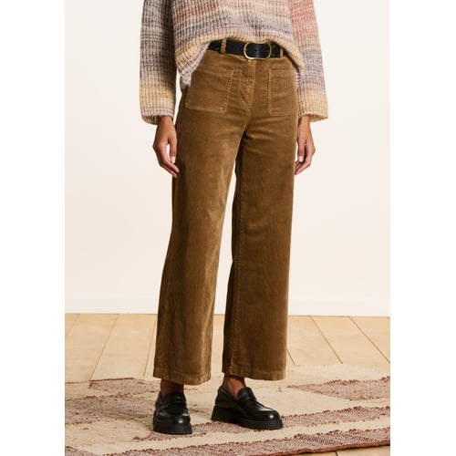 Pantalon Large En Velours Marron Marithé & François Girbaud - Taille 36 Femme - Occasion Très Bon état