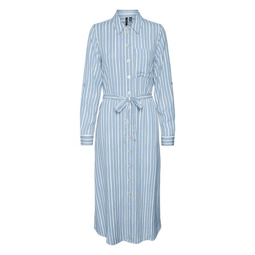 Robe chemise rayée bleu sale
