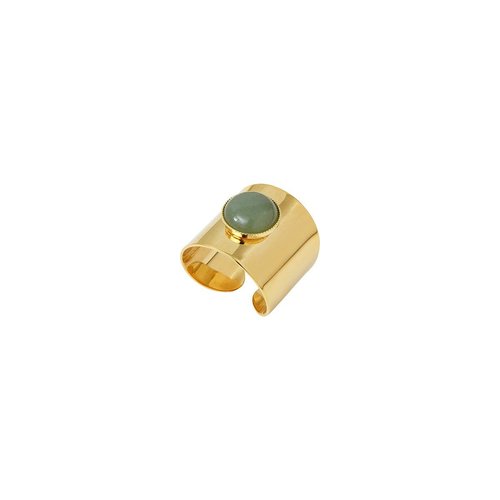 Bague plaquee or aventurine minimal vert Caroline Najman La Redoute