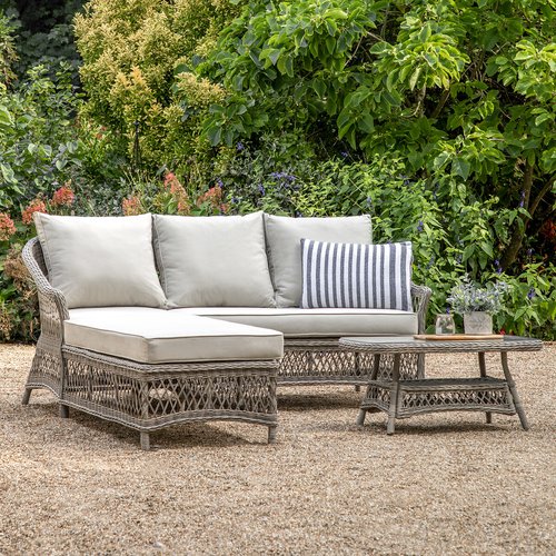 Araguari 3 seater garden chaise sofa set raw linen So home La Redoute