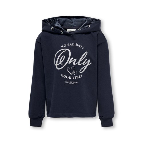 Logo print hoodie in cotton mix navy blue Kids Only La Redoute