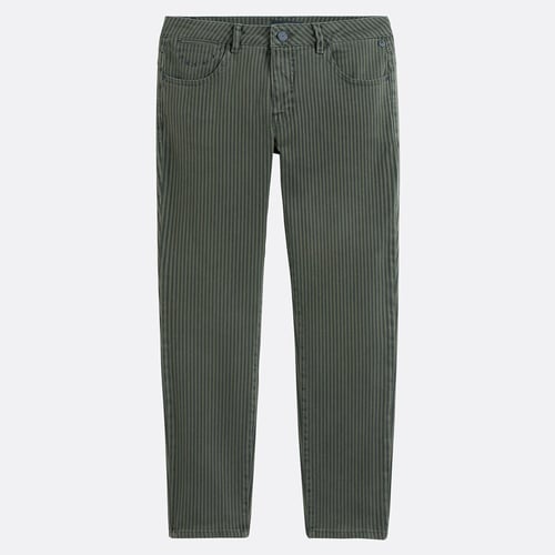 Pantalon Chino Femme Freeman T Porter - Gris Rayures Stretch Adelie Princess - Taille Régulière