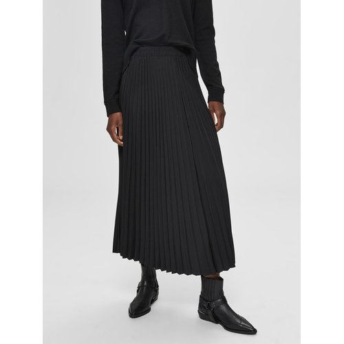 Jupe mi longue plissee black Selected Femme La Redoute