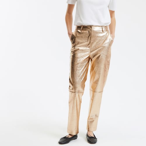 cigarette trousers zara White Tailored UK M  Reliked Main fabric contains 75% cotton and 22% linen ZARA Women's Black & White