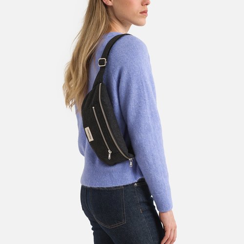 Orsel zipped bum bag in recycled cotton black Rive Droite Paris La Redoute